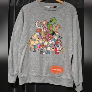 Nickelodeon Characters Gray Crewneck Sweater